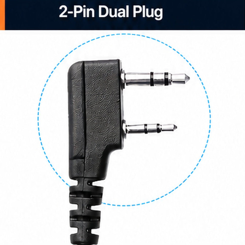 ETMY ET-MH30 Non-Magnetic Speaker Mic | 2-Pin Dual Plug Shoulder Microphone compatible with Baofeng BF-888S UV-5R | Coiled Cable Walkie-Talkie PTT Mic