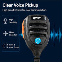 ETMY ET-MH30 Non-Magnetic Speaker Mic | 2-Pin Dual Plug Shoulder Microphone compatible with Baofeng BF-888S UV-5R | Coiled Cable Walkie-Talkie PTT Mic