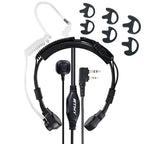 ET-ER400 Tactical Throat Mic Headset with Detachable Air Tube & PTT — Compatible with Baofeng, Kenwood, Hytera Walkie Talkies