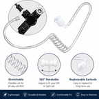 ETMY ET-ER209 Upgraded 2.5mm Air Tube Surveillance Earpiece Compatible with Motorola T200TP T260 T100 | Detachable Earbud, 360° Clip, Large PTT