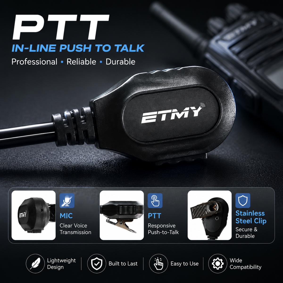 In line push to talk mic