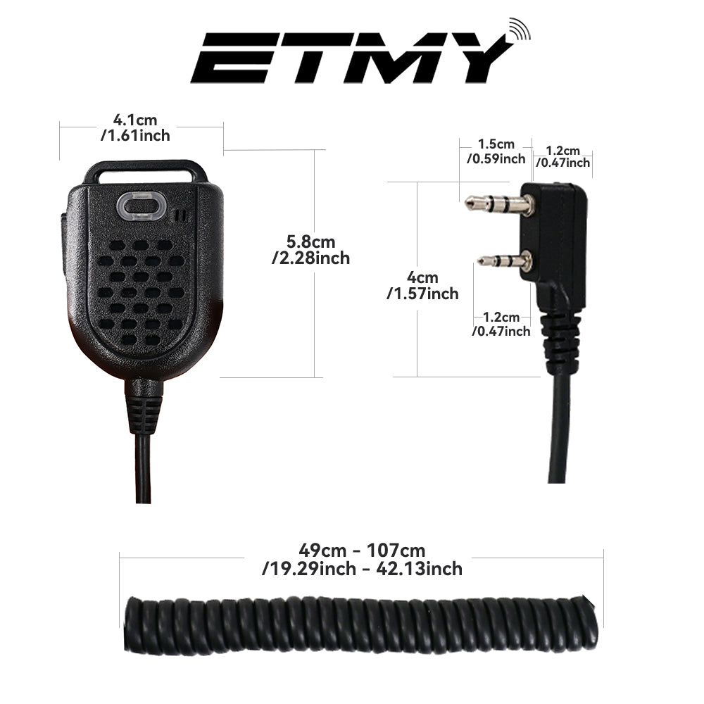 Speaker mic size dimensions chart