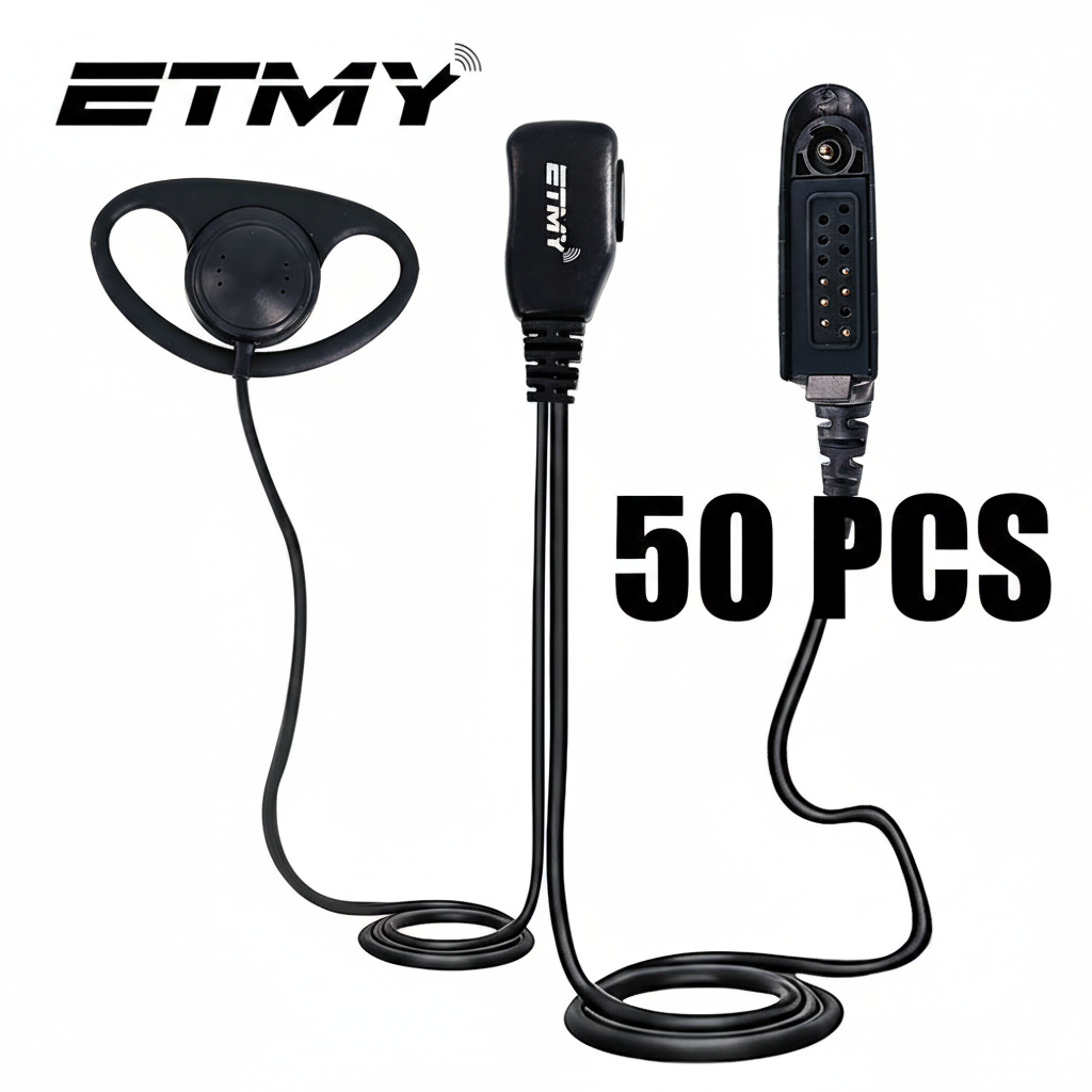 ETMY ET-ER2700 2-Wire Surveillance Earpiece with PTT Mic | Compatible with Motorola HT1250 HT750 HT1550 GP328 GP330 GP340 GP360 MTX850 MTX950 | Two-Way Radio Headset