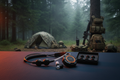 ET-ER400 Tactical Throat Mic Headset with detachable air tube and PTT button, outdoor tactical scene