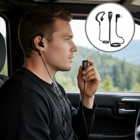 Security professional using ETMY G-shape earpiece in vehicle